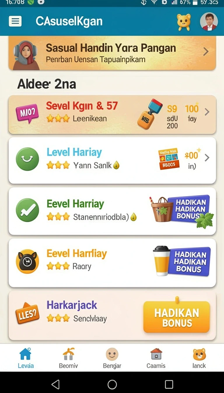 Cuplikan layar menu unduhan 138alien untuk perangkat Android